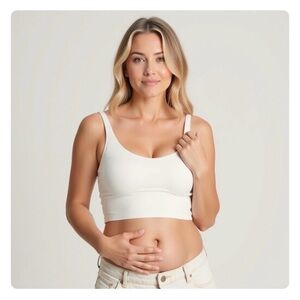 Women's Crissova V latch Nursing White Crop Tank Top